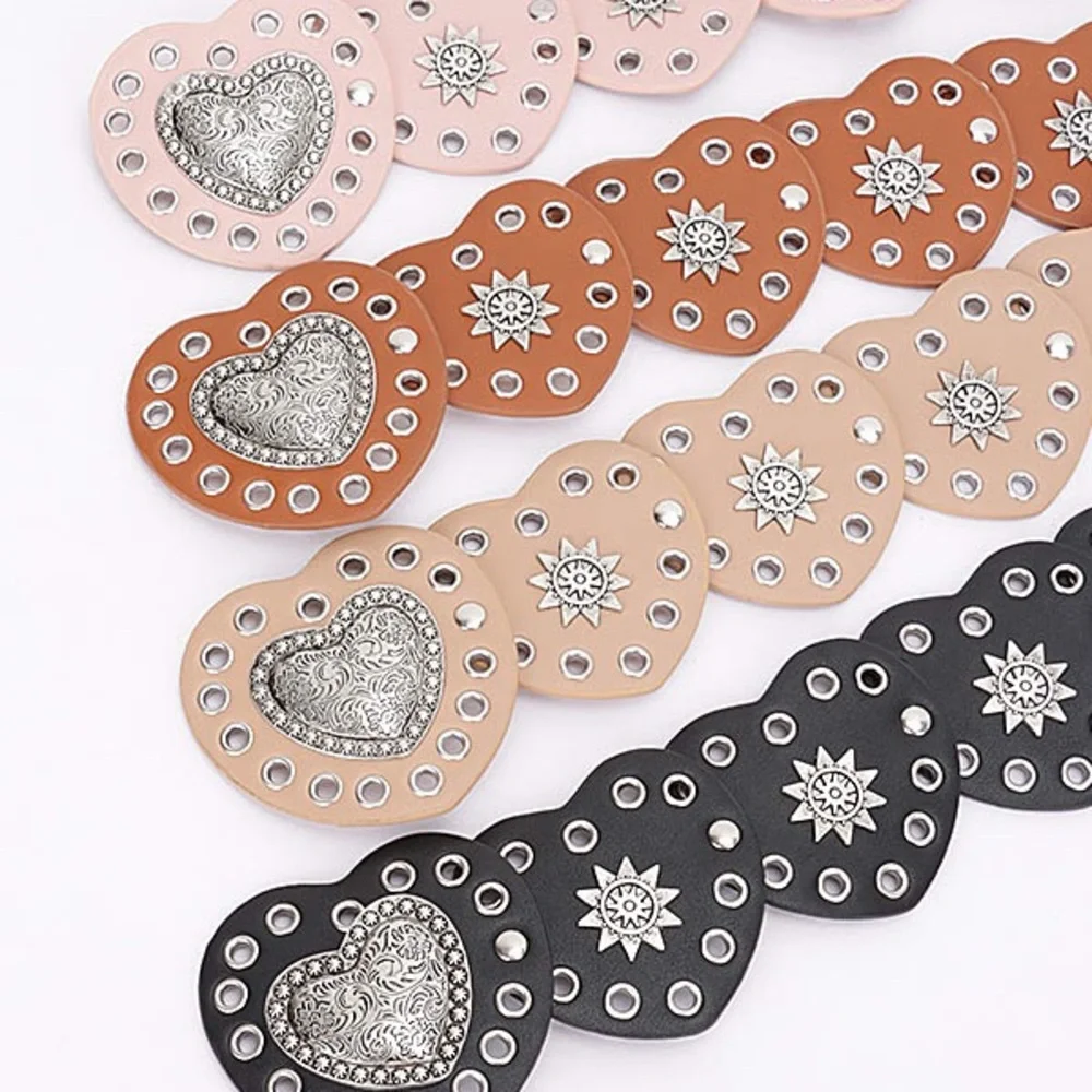 Vegan Leather Heart Western Concho Statement Belt